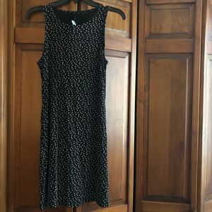 Vintage Black and White Ditsy Floral Swing Dress